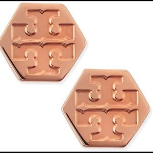 🔥SALE🔥 Tory Burch rose gold hexagon logo earrings
